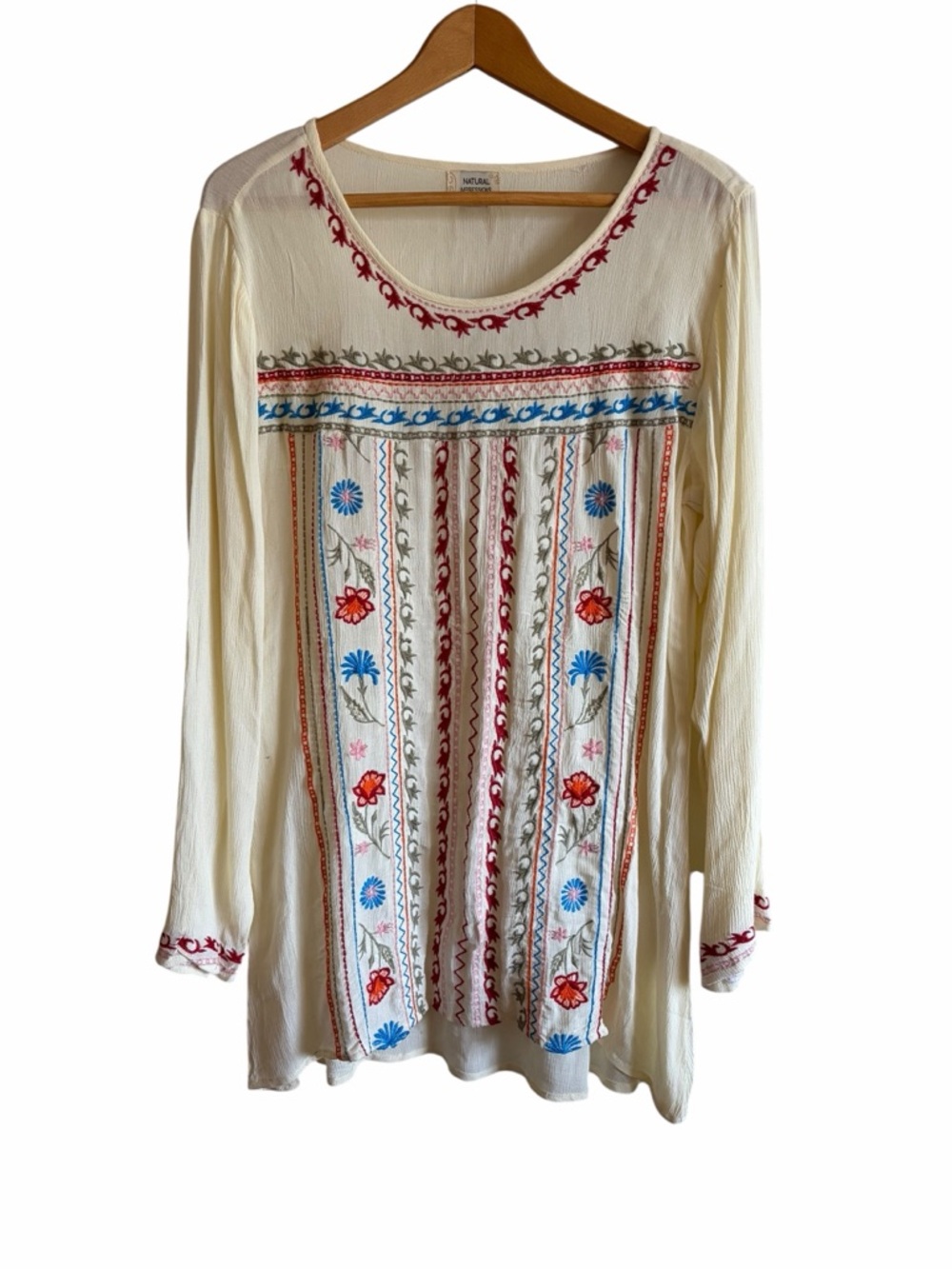 Embroidered Cream Boho Tunic